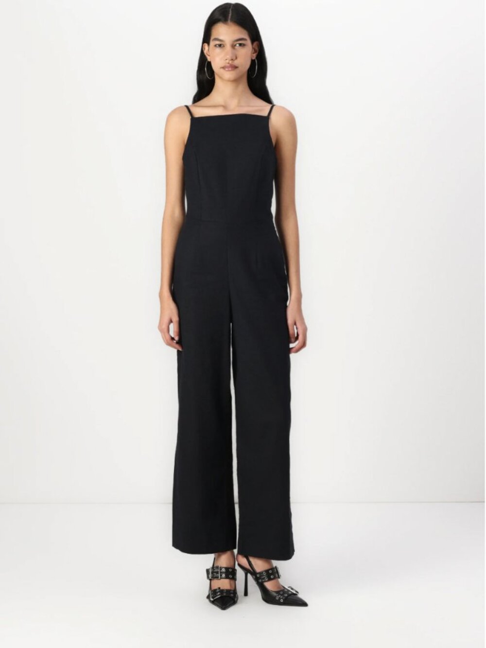 Abercrombie & Fitch Linen-Blend Apron Jumpsuit
